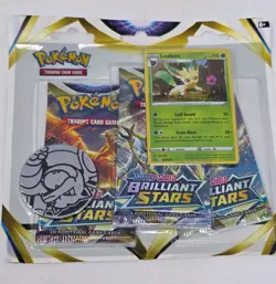 Pokemon TCG Brilliant Stars 3 Pk Blister - Leafeon Promo - Sealed - Sword&Shield - Image 1