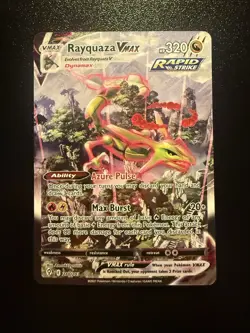 Pokemon TCG Rayquaza VMAX 218/203 Evolving Skies Alt Art Secret Holo 2021 - Image 1