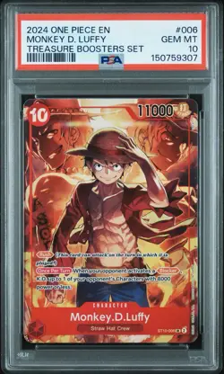 2024 ONE PIECE PROMOS TREASURE BOOSTERS SET #006 MONKEY D. LUFFY PSA 10 - Image 1