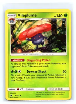 Pokemon SM - Burning Shadows #6/147 Vileplume Holo Rare tcg - Image 1