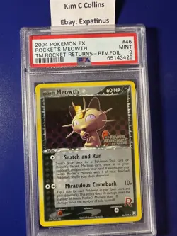 Pokemon Rocket's Meowth #46 PSA 9 EX Team Rocket Returns Stamped Reverse Holo - Image 1