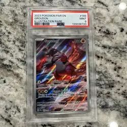 Pokemon 2023 SV04 PSA 9 Paradox Rift Groudon IR #199 199/182 - Image 1