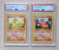 Charmander & Charmeleon 1999 Pokemon Game Base Set PSA 9 Vintage #46 & #24 - Image 1