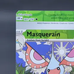Pokemon TCG NFC Error Miscut Masquerain 007/197 Reverse Holo Obsidian Flames - Image 3