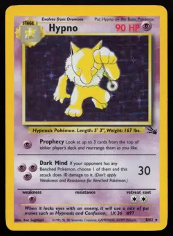 Hypno 8/62 Unlimited Holo Rare Fossil Pokemon English LP - Image 1