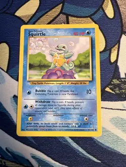 Pokemon TCG Squirtle 63/102 Base Set Unlimited Common Regular - MP - Image 1