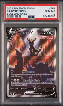 2021 POKEMON SWORD & SHIELD EVOLVING SKIES #189 FULL ART/UMBREON V PSA 10 - Image 1