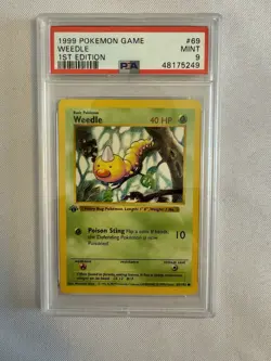 1999 Pokemon - 1st Edition Shadowless Weedle Base Set 69/102 PSA 9 Mint! WOTC - Image 1