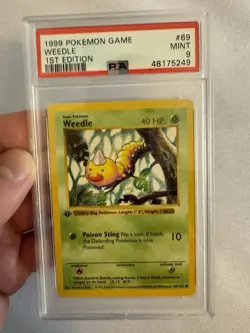 1999 Pokemon - 1st Edition Shadowless Weedle Base Set 69/102 PSA 9 Mint! WOTC - Image 2