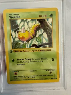 1999 Pokemon - 1st Edition Shadowless Weedle Base Set 69/102 PSA 9 Mint! WOTC - Image 3
