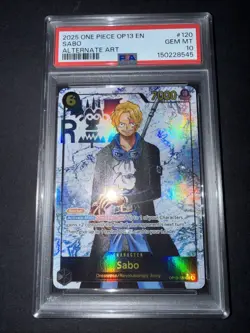 Bandai One Piece Card Game Sabo OP13-120 Alt Art Secret Rare Foil PSA 10 - Image 1