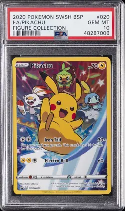 2020 POKEMON SWSH BLACK STAR PROMO FIGURE COLLECTION FULL ART/PIKACHU PSA 10 - Image 1