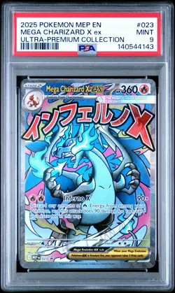 2025 POKEMON MEP EN-ME BLACK STAR PROMO #023 MEGA CHARIZARD X EX PSA 9 - Image 1