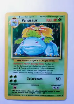 Base Set Pokemon TCG Venusaur Holo Rare 15/102 MP - Image 1