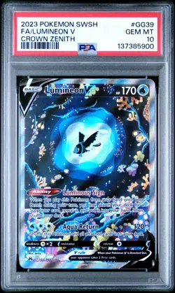 2023 POKEMON SWORD & SHIELD CROWN ZENITH #GG39 FULL ART/LUMINEON V PSA 10 - Image 1