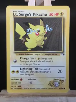 Pokemon TCG Lt. Surge's Pikachu Gym Heroes 81/132 Regular LP. - Image 1