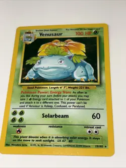 Wizards of the Coast Venusaur 15/102 Base Set Holo Rare Unlimited English 100 HP - Image 1