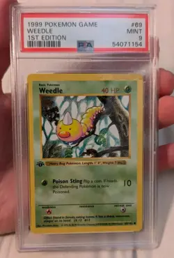Pokemon WEEDLE 69/102 1st Edition Shadowless Base set PSA 9 English MINT MT - Image 1