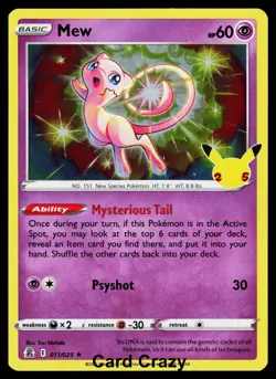 Mew 011/025 - Celebrations 25th Anniversary - Holo Pokemon Card Light Play (LP) - Image 1