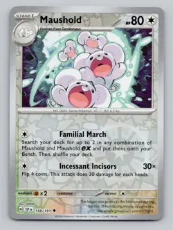 Maushold 158/191 Uncommon Surging Sparks Pokemon Reverse Holo Near Mint - Image 1