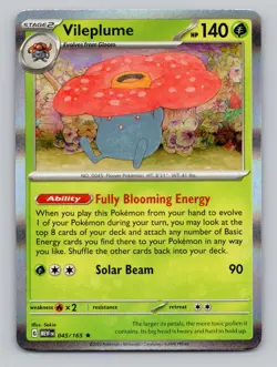 Vileplume 045/165 Rare 151 Pokemon Holo Near Mint - Image 1