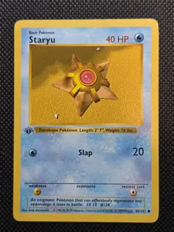 Pokemon TCG Staryu Base Set (Shadowless) 65/102 1st Edition LP - Image 5
