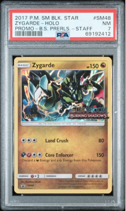 PSA 7 STAFF 2017 Pokemon SM Black Star Promo SM48 Zygarde Holo Burning Shadows - Image 1