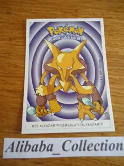 POKEMON dunkin boomer trading card sticker 2000 Carte # 65 ALKAZAM ALAKAZAM - Image 1