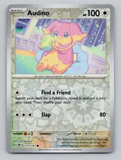 Audino 173/197 Common Obsidian Flames Pokemon Reverse Holo Near Mint - Image 1