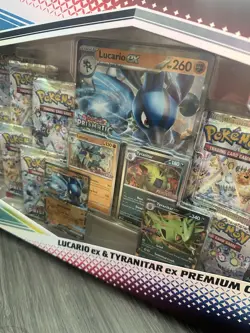 Pokemon TCG Prismatic Evolutions Lucario Ex + Tyranitar Ex Premium Collection - Image 3