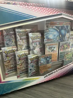 Pokemon TCG Prismatic Evolutions Lucario Ex + Tyranitar Ex Premium Collection - Image 4