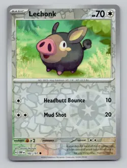 Lechonk 182/197 Common Obsidian Flames Pokemon Reverse Holo Near Mint - Image 1