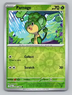 Pansage 004/086 Common Black Bolt Pokemon Reverse Holo Near Mint - Image 1