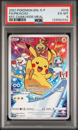 Pokemon Indonesian KFC Kids Meal Pikachu #016 PSA 6 - Image 1
