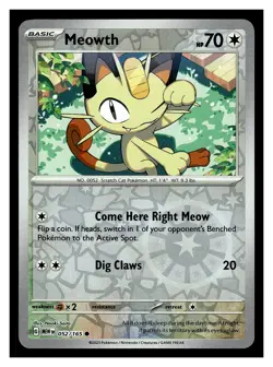 Pokemon Meowth 052/165 Scarlet & Violet 151 Reverse Holo - Image 1