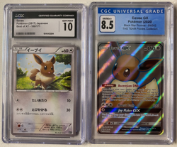 Pokemon TCG Set: Eevee Japanese 100/171 CGC Gem Mint 10 & Eevee GX SM242 CGC 8.5 - Image 1