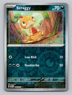 Scraggy 060/091 Common Paldean Fates Pokemon Reverse Holo Near Mint - Image 1