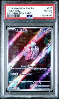 Pokemon Paldea Evolved #216 Tinkatink Illustration Rare PSA 8 - Image 1