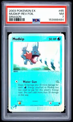 REGRADEABLE Pokemon TCG Mudkip 65/97 Dragon Reverse Holo PSA 7 should be a 9 - Image 1