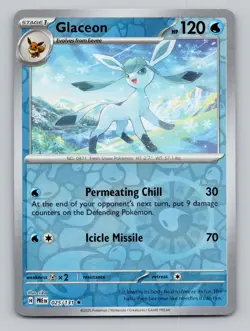 Glaceon 025/131 Rare Prismatic Evolutions Pokemon Reverse Holo Near Mint - Image 1