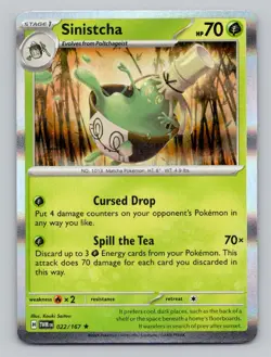 Sinistcha 022/167 Rare Twilight Masquerade Pokemon Holo Near Mint - Image 1