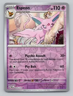 Espeon 033/131 Rare Prismatic Evolutions Pokemon Reverse Holo Near Mint - Image 1