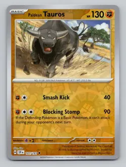 Reverse Holo Paldean Tauros 101/191 Uncommon Surging Sparks Pokemon - Image 1