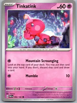 Tinkatink 082/182 Near Mint SV04: Paradox Rift Pokemon Shipnow - Image 1