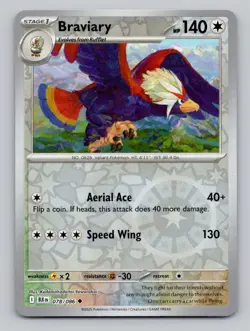 Reverse Holo Braviary 078/086 Uncommon Black Bolt Pokemon - Image 1
