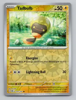 Reverse Holo Tadbulb 074/197 Common Obsidian Flames Pokemon - Image 1