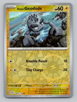 Reverse Holo Alolan Geodude 044/159 Common Journey Together Pokemon - Image 1