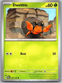 Dwebble 006/182 Near Mint SV04: Paradox Rift Pokemon Shipnow - Image 1