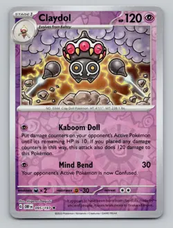 Reverse Holo Claydol 095/197 Rare Obsidian Flames Pokemon - Image 1