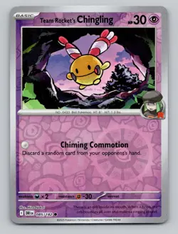 Reverse Holo Team Rocket's Chingling 085/182 Common Destined Rivals Pokemon - Image 1
